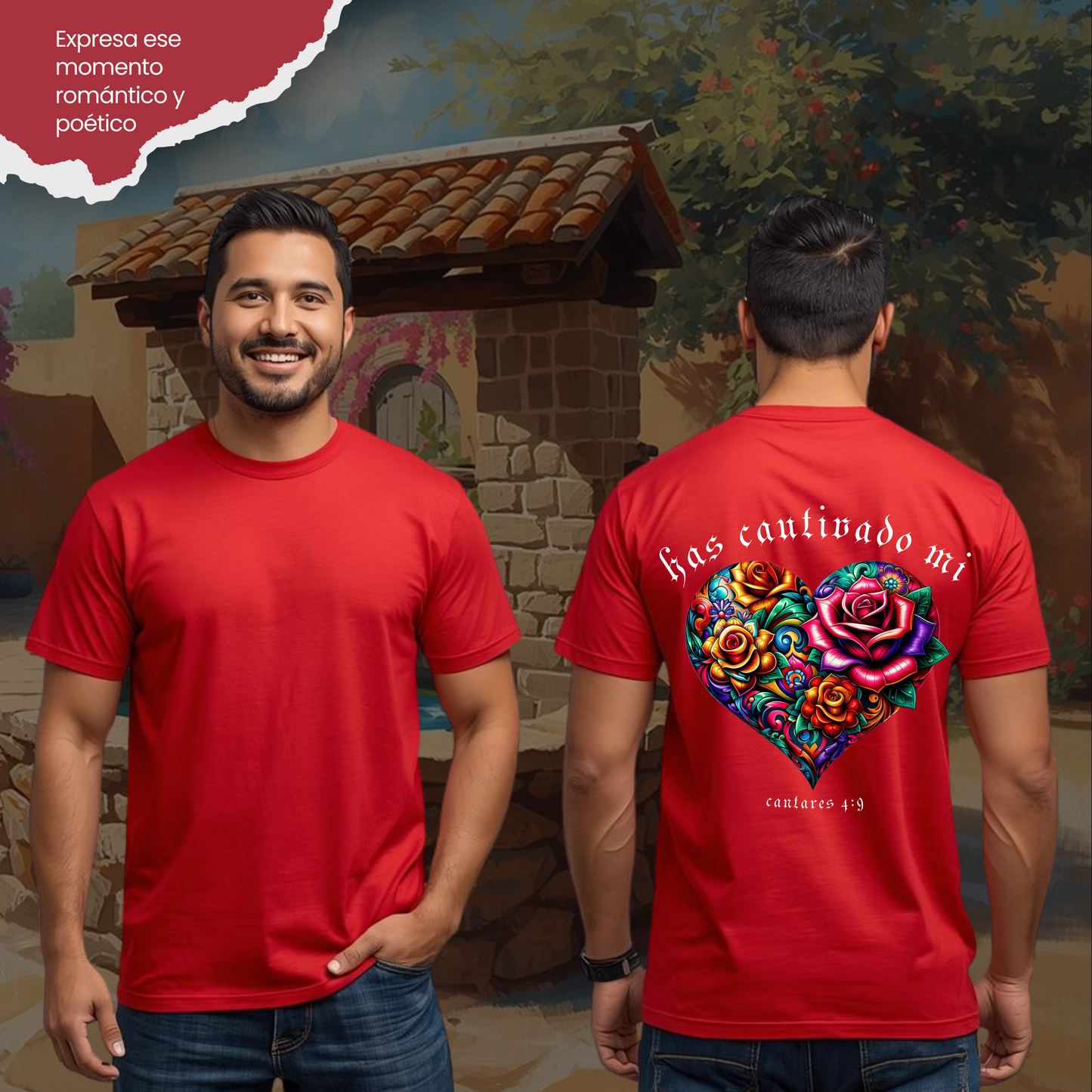 Camiseta Has Cautivado Mi Corazón (estampado detrás, multicolor 2)