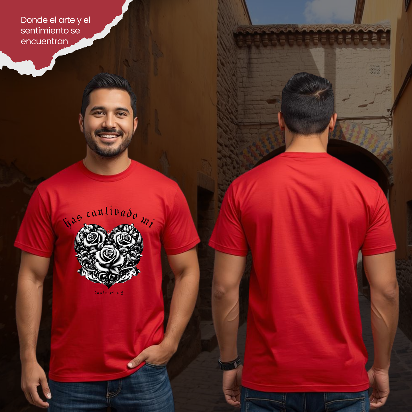 Camiseta Has Cautivado Mi Corazón (estampado delante, bicolor)