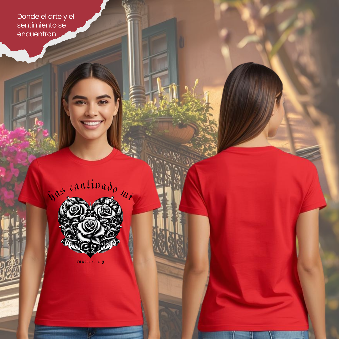 Camiseta Has Cautivado Mi Corazón (estampado delante, bicolor)
