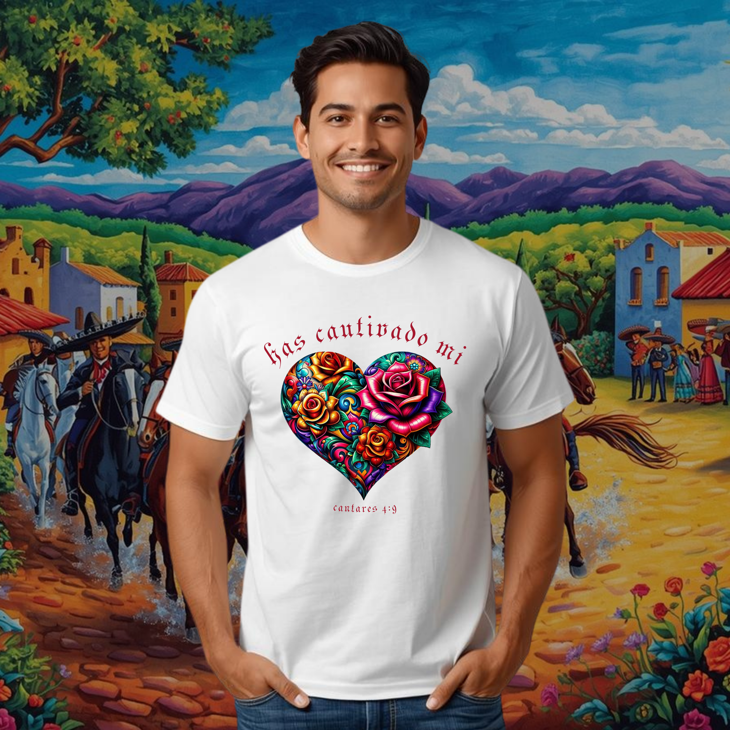 Camiseta Has Cautivado Mi Corazón (estampado delante, multicolor)