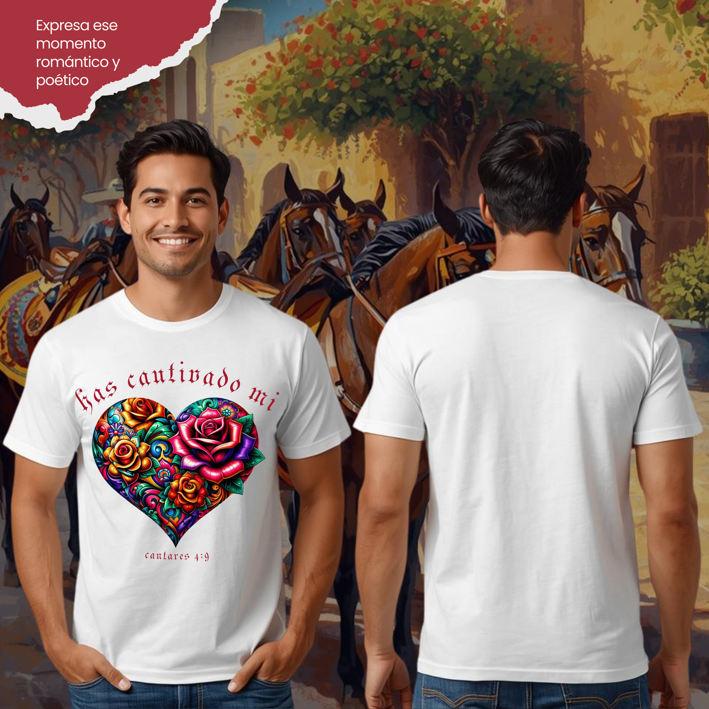 Camiseta Has Cautivado Mi Corazón (estampado delante, multicolor)
