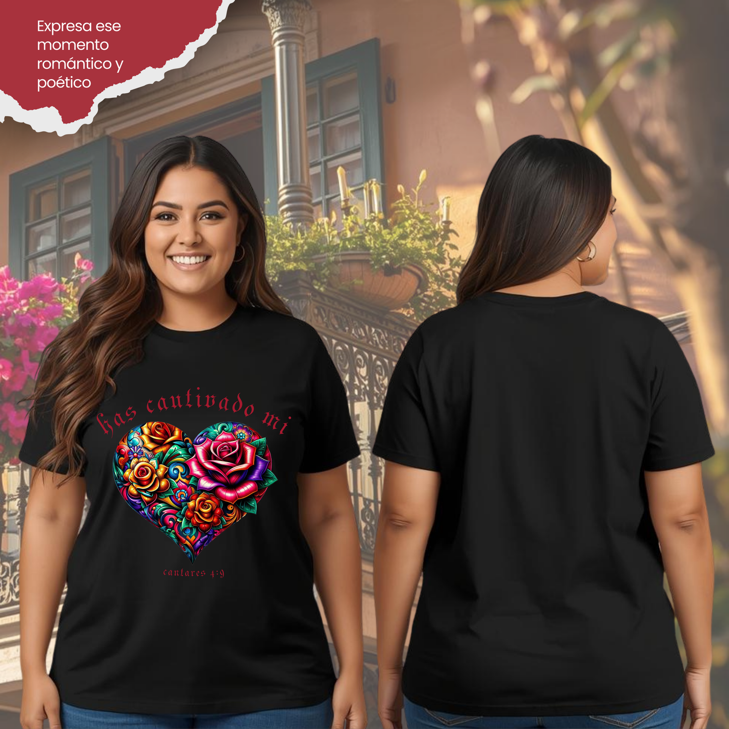 Camiseta Has Cautivado Mi Corazón (estampado delante, multicolor)
