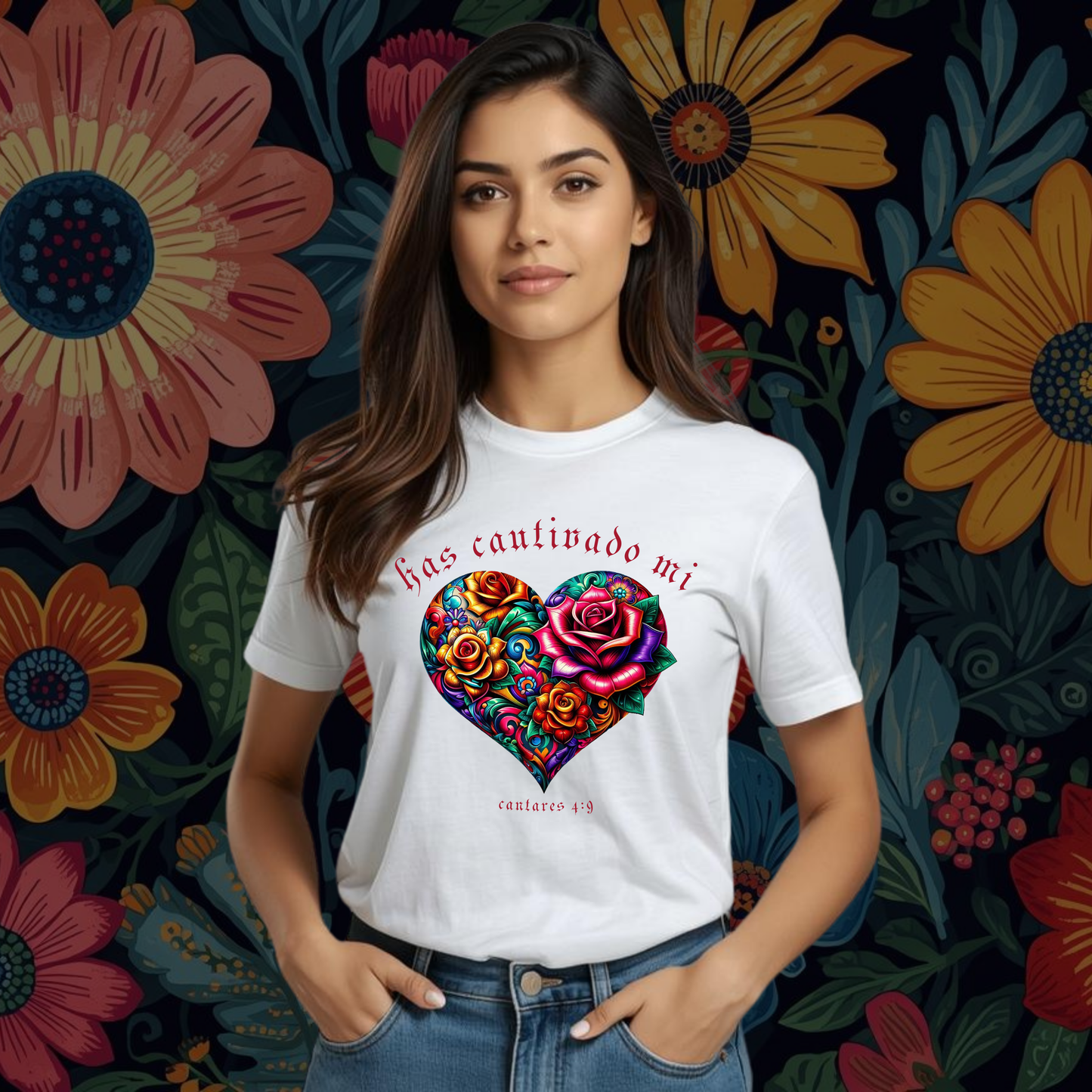 Camiseta Has Cautivado Mi Corazón (estampado delante, multicolor)