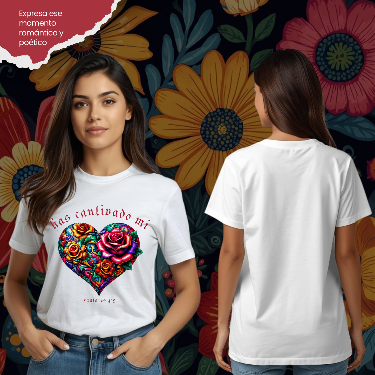 Camiseta Has Cautivado Mi Corazón (estampado delante, multicolor)