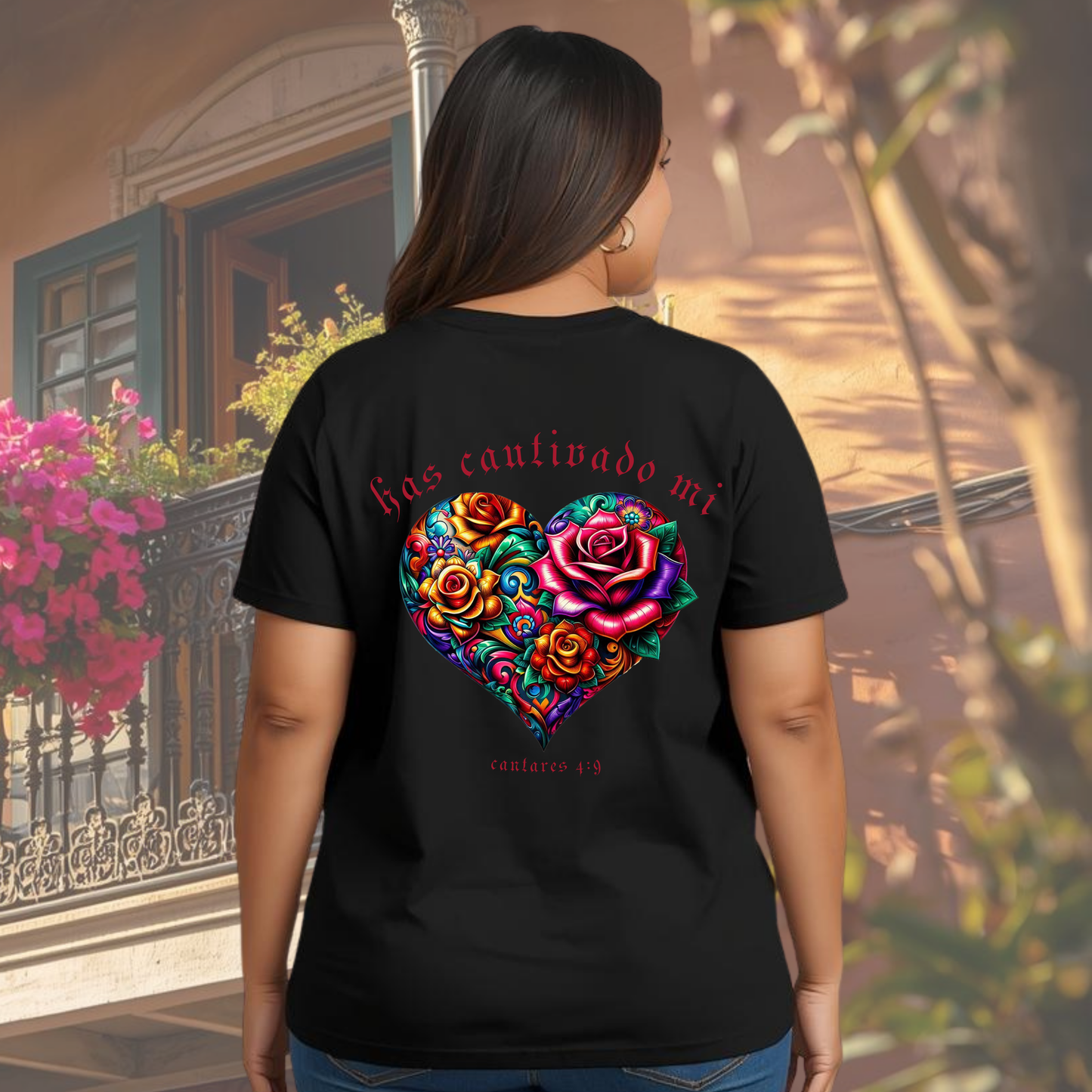Camiseta Has Cautivado Mi Corazón (estampado detrás, multicolor)