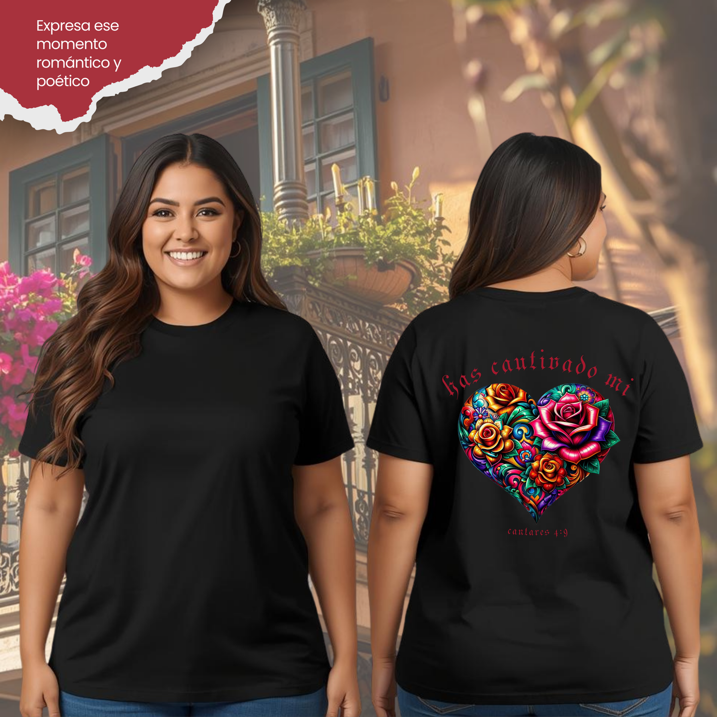 Camiseta Has Cautivado Mi Corazón (estampado detrás, multicolor)
