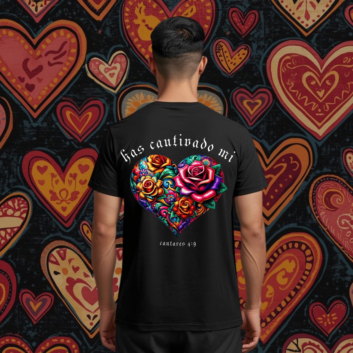 Camiseta Has Cautivado Mi Corazón (estampado detrás, multicolor 2)