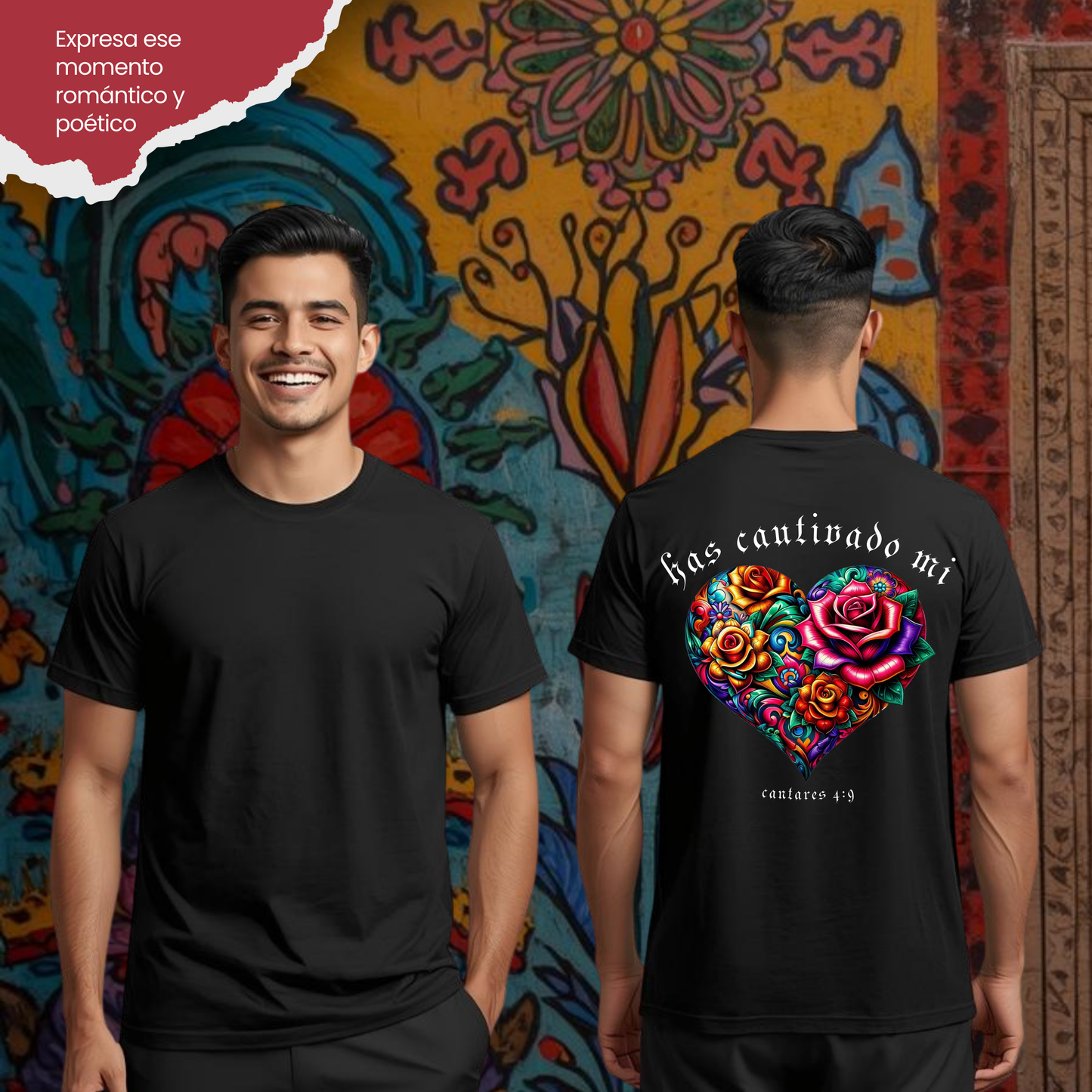 Camiseta Has Cautivado Mi Corazón (estampado detrás, multicolor 2)