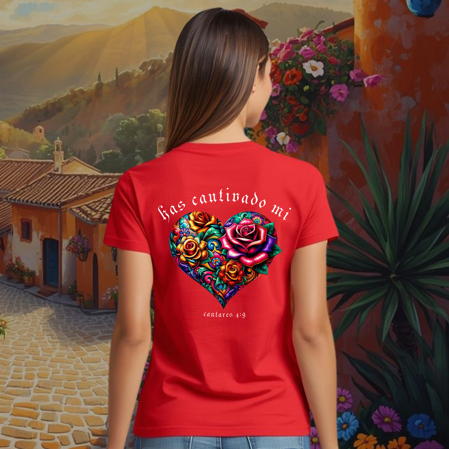 Camiseta Has Cautivado Mi Corazón (estampado detrás, multicolor 2)