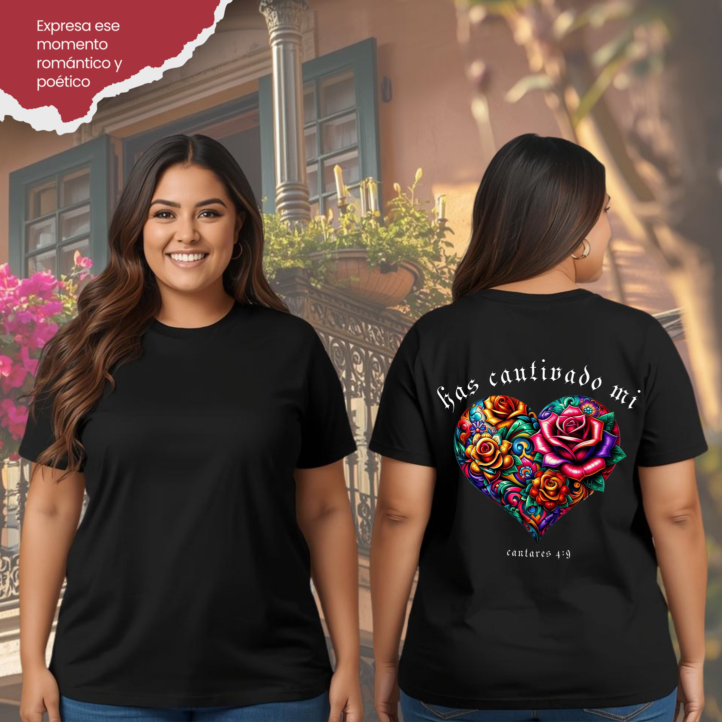 Camiseta Has Cautivado Mi Corazón (estampado detrás, multicolor 2)